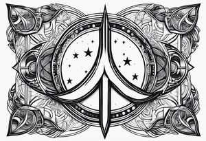 Symbol of Jedi, symbol of Crescent moon downward, symbol of peace, symbol of Atheist, symbol of freedom all combined into one tattoo idea