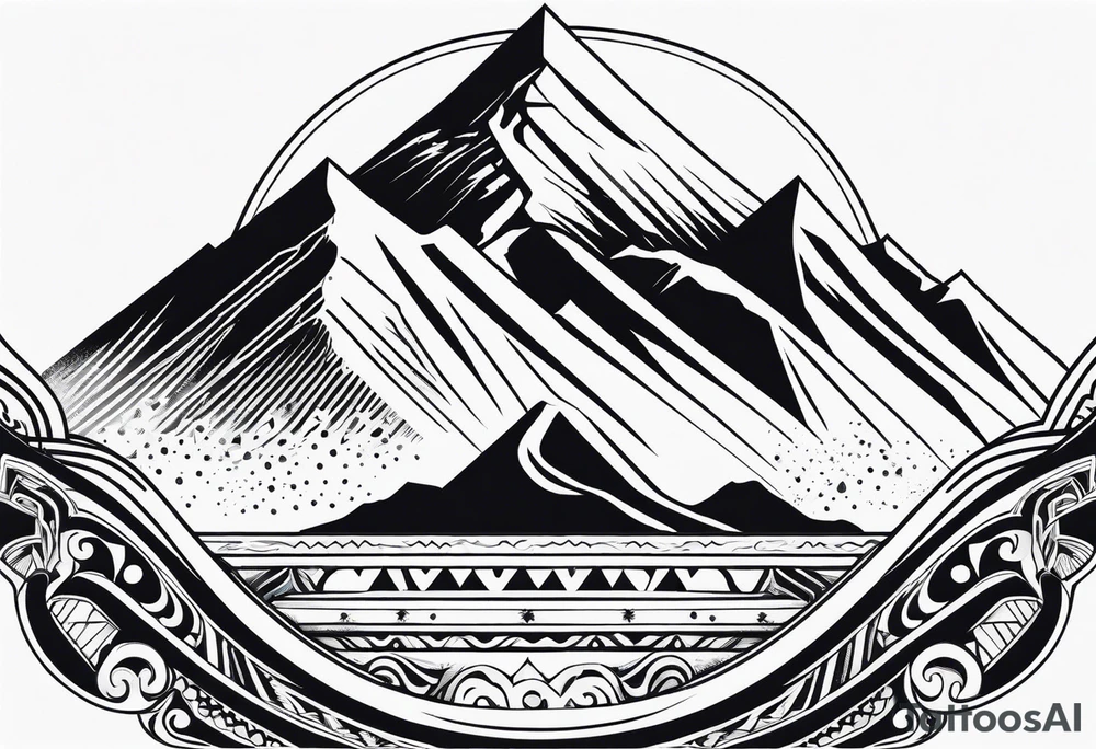 mountain and space maori style tattoo idea