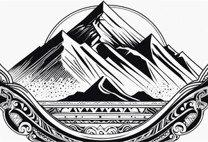 mountain and space maori style tattoo idea