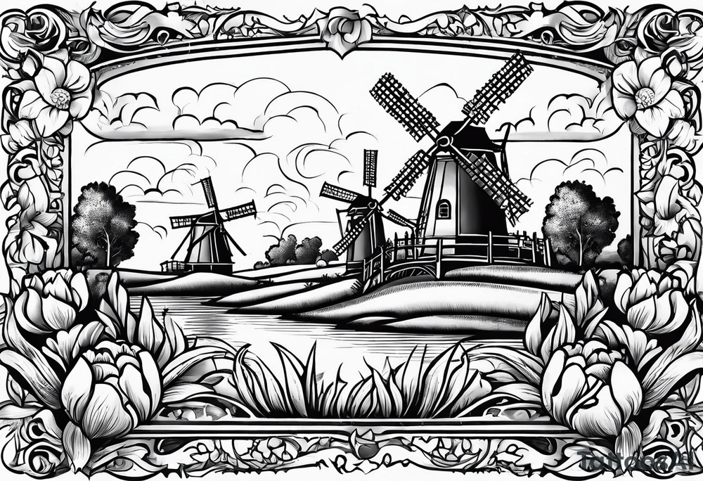 Dutch lineage/heritage tattoo using either the dutch republic lion, windmills, tulips or a combination. Keep it simple and more gothic tattoo idea