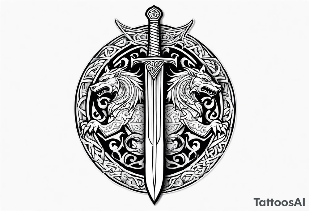Viking sword Valhalla dragon tattoo idea