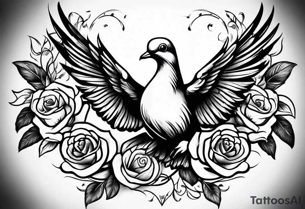 Dove and roses tattoo idea