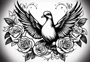 Dove and roses tattoo idea