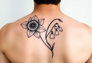 Daffodil Daisy and lily of the valley intertwined tattoo idea