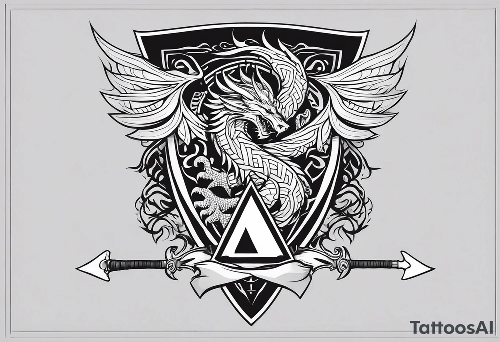 Valhalla sword shield dragon axe Valknut fire tattoo idea Valhalla sword shield dragon axe Valknut fire tattoo idea