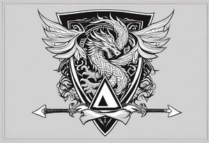 Valhalla sword shield dragon axe Valknut fire tattoo idea