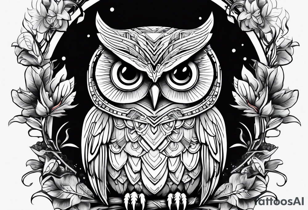 robotic owl tattoo idea