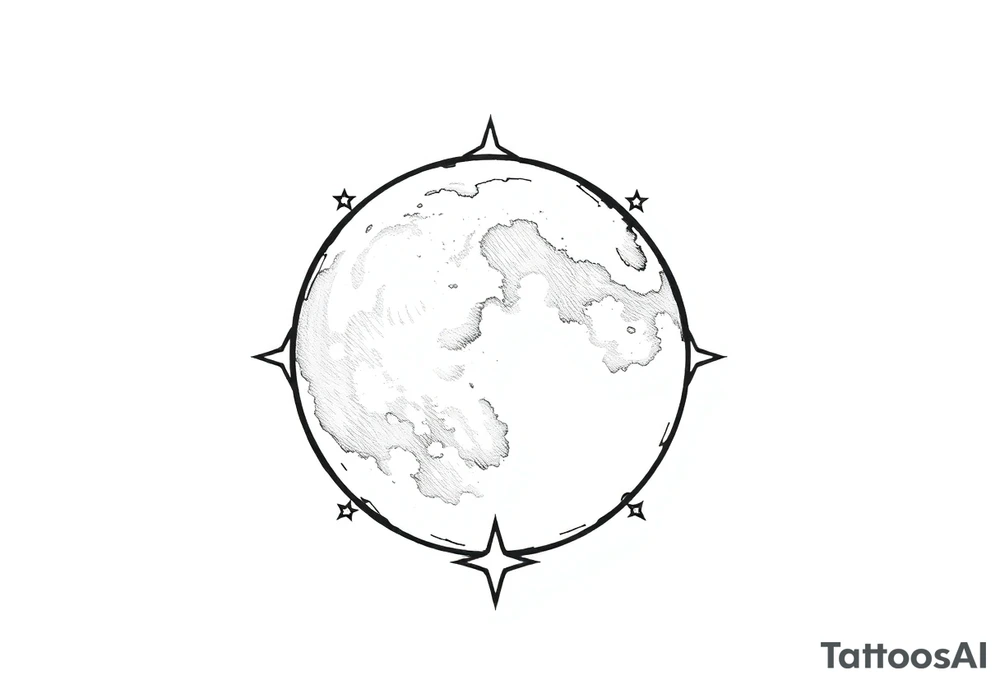 Moon and stars tattoo idea