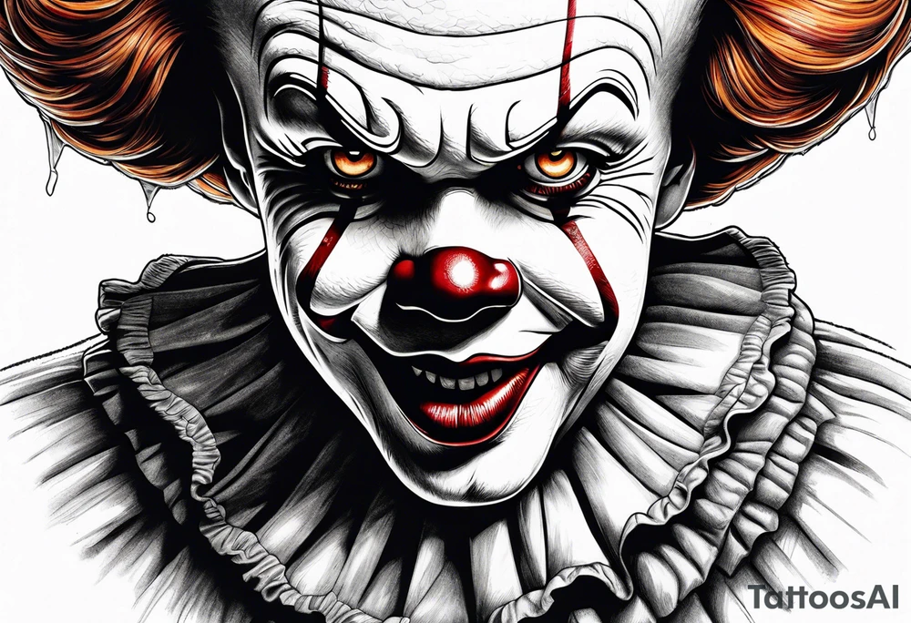 pennywise, scary, horror tattoo idea