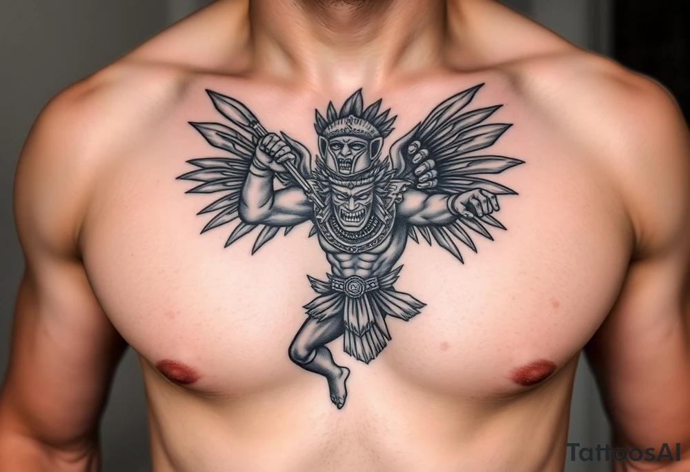 Mayan warrior battling darkness tattoo idea