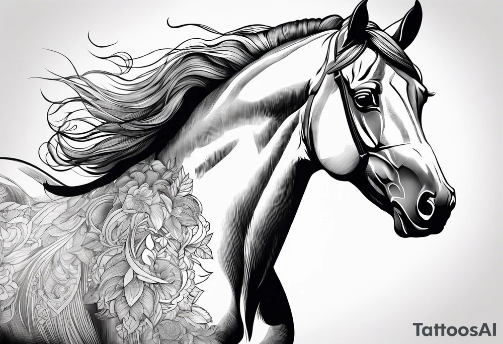 Line tattoo of a horse tattoo idea