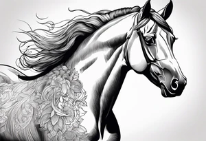 Line tattoo of a horse tattoo idea