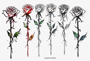 bleeding rose, tall, simple, one line, watercolor, replace the stem with the word Jesus tattoo idea
