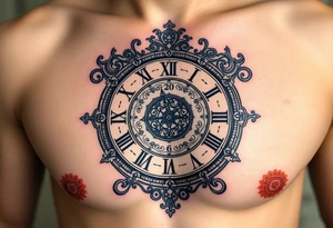 vintage roman numerals within ornate clockwork mechanism showing 4:20 tattoo idea