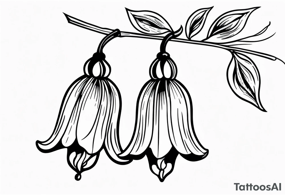 bluebell drooping in black and white traditional style tattoo idea
