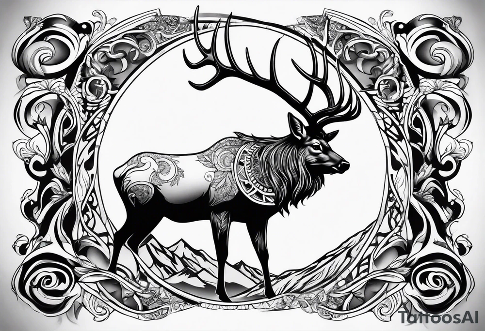 Elk arm sleeves tattoo idea