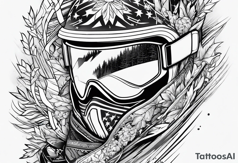 snowboarding in a fine line american tattoo style tattoo idea