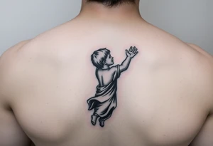i want a boy reaching out to Jesus hand while falling into the imbass tattoo idea