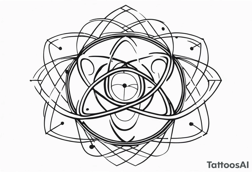 small minimalistic quantum atom spritual tattoo idea