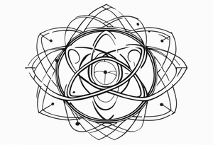 small minimalistic quantum atom spritual tattoo idea