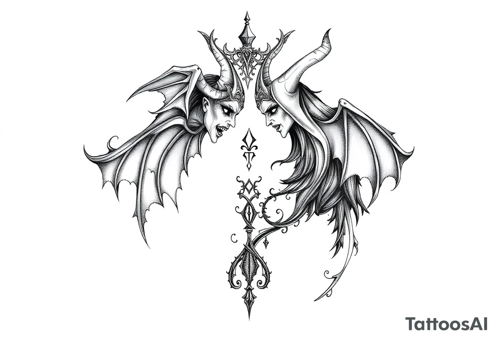 Good and evil tattoo idea