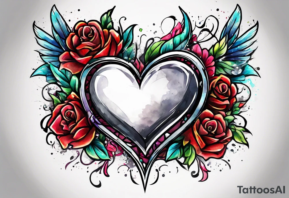 Broken Heart that says Never Say Never tattoo idea