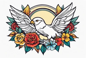 heaven vintage tattoo style old school traditional bold color tattoo idea