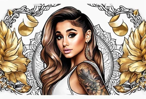 Ariana Grande surrounded in a golden aura tattoo idea