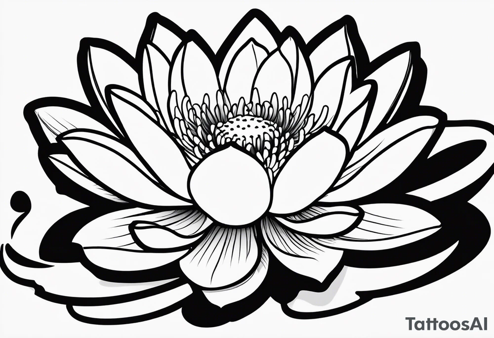 single line water lily tattoo, very simple tattoo idea