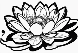 single line water lily tattoo, very simple tattoo idea