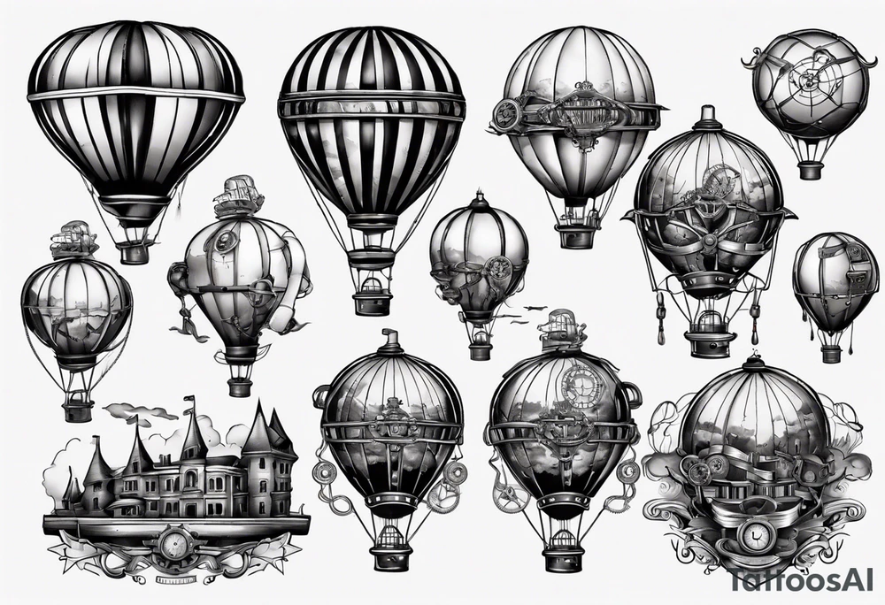 steampunk hot air balloon tattoo idea
