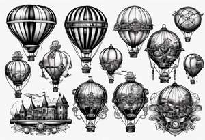 steampunk hot air balloon tattoo idea
