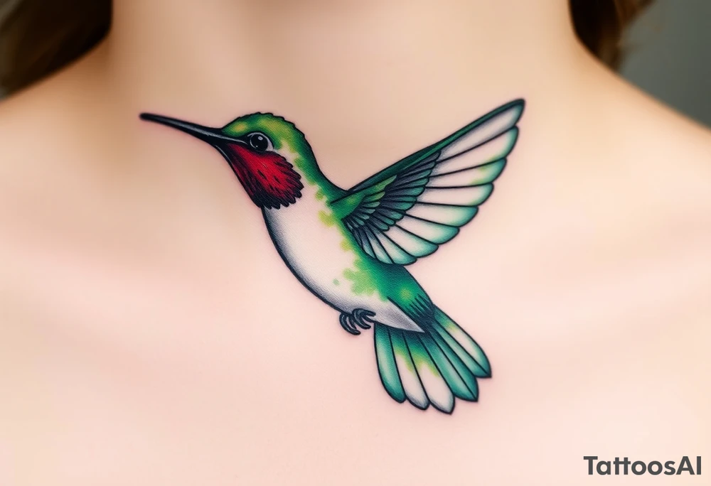 Humming bird black and green tattoo idea