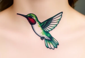 Humming bird black and green tattoo idea