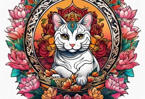 Cat on top of budha tattoo idea