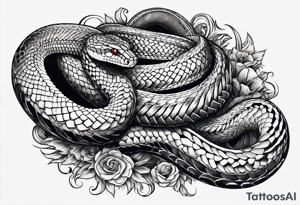 snake eating its own tail in an infinity shape instead of a circle tattoo idea