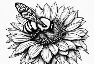 Scene featuring a bumble bee, a lemur, and a sunflower tattoo idea