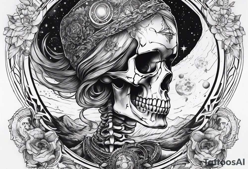 Universe with a skeleton tattoo idea