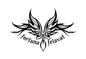 Quote "audentes fortuna iavat" with roman leaf symbol tattoo idea
