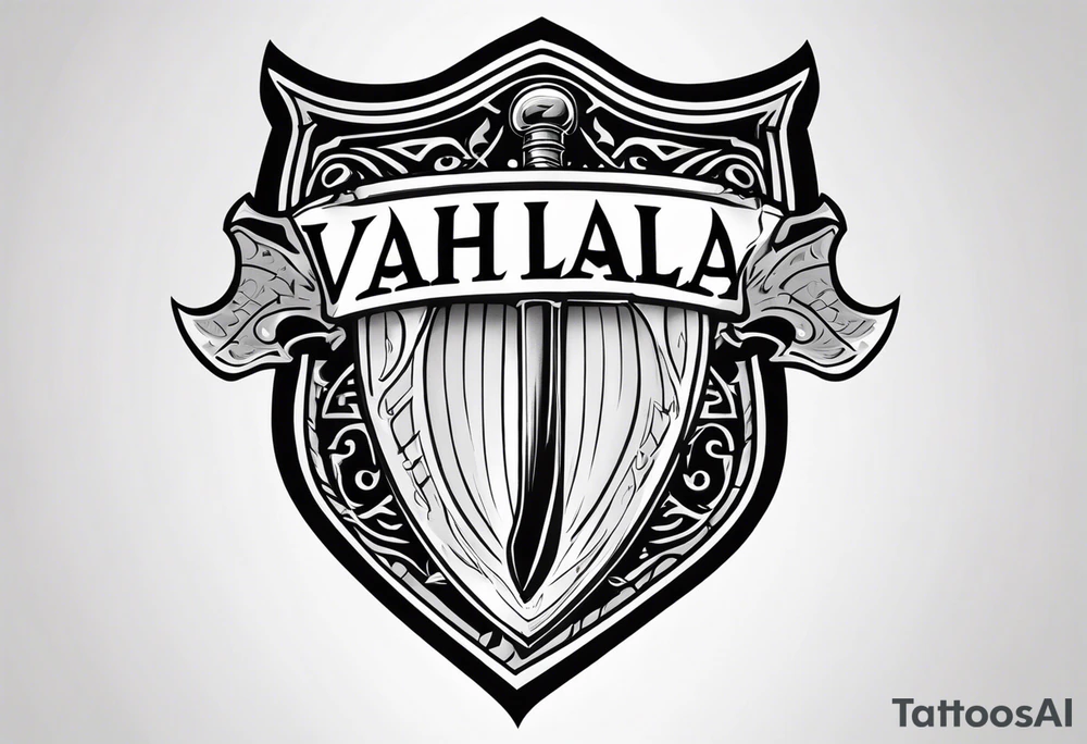 Valhalla shield sword axe fire tattoo idea