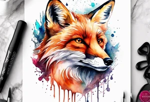Watercolor fox tattoo idea