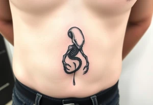 Alien on stomach tattoo idea