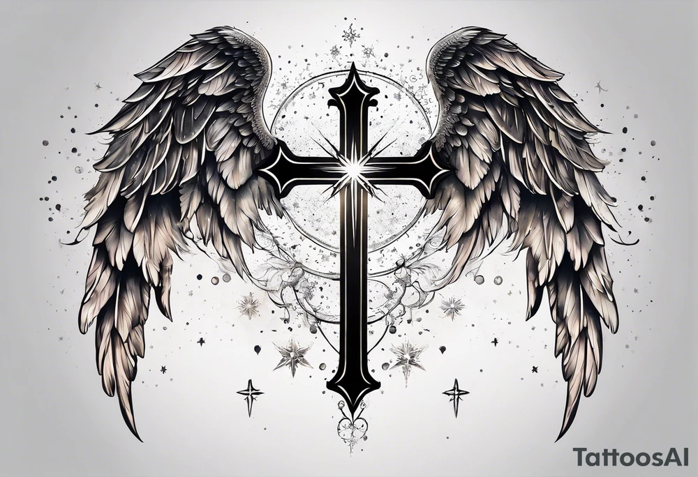 Constellation, Angel wing , animal  snow , cross tattoo idea