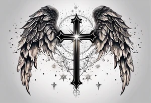Constellation, Angel wing , animal  snow , cross tattoo idea