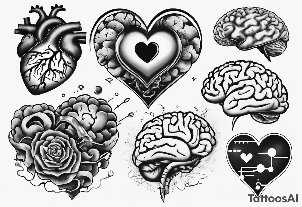 Heart and brain floating away tattoo idea
