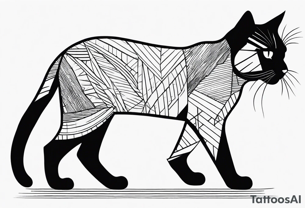 small black  house cat tattoo idea