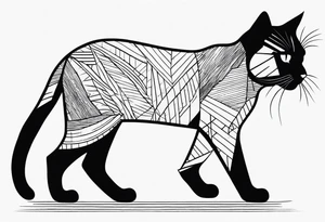 small black  house cat tattoo idea