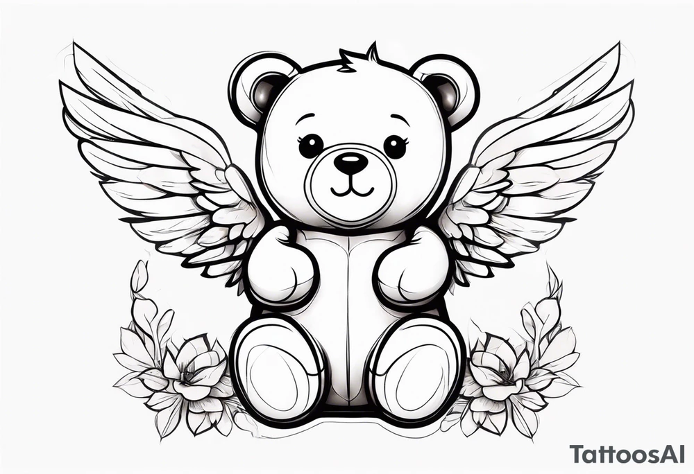teddy bear with angel wings tattoo idea