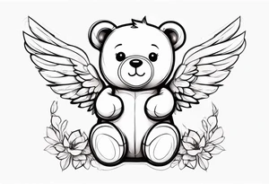 teddy bear with angel wings tattoo idea