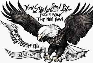 dive bombing bald eagle
, with the words "you shall prove yourself in the bitter end but for now, brace yourself." tattoo idea
